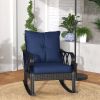 Outsunny Nautical Rocking Chair, Outdoor Wicker Rattan, Blue Cushions, Porch Relaxation