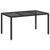 Garden Dining Table Black 59.1" x 35.4" x 29.5" Poly rattan