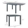 Patio Table for 6-8 People Dark Gray Aluminum Frame Rectangle Garden Table with Wood Effect Steel Top for Backyard