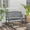 Outsunny 46" Outdoor Garden Bench Gray Metal Steel Slatted Frame for Stylish Patio Park Porch Lawn Yard Deck