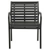 Garden Chair Set of 2 Black Steel with powder-coated finish, WPC