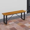 Outsunny Outdoor Bench, 2-Person Backless Garden Bench, Acacia Wood Patio Bench Loveseat with Slatted Seat for Porch, Park, Teak