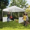 Outsunny 10' x 10' Pop Up Canopy Tent with 2 Half Sidewalls, UV50+ Instant Sun Shelter with Wheeled Carry Bag, White