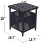 Patio Steel Bistro Dining Table with Umbrella Hole; Outdoor Leisure Coffee Table; Square Umbrella Table for Porch; Backyard; Garden; Black