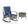 3 Pieces Wicker Patio Furniture Set, Outdoor PE Rattan Rocking Chairs with Coffee Table, Cushions for Porch, Garden Gray