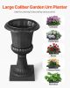 Plastic Urn Planters, 15.8 x 26.4 Inch, 2 Pack Black Classic Flower Pots Front Porch Planters, Indoor & Outdoor Vase for Wedding, Party, Event, Home