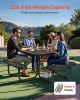 Picnic Table, Outdoor Weather Resistant Patio Dining Furniture Set, Heavy Duty Coated Steel Tables with Umbrella Hole