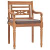 Patio Chair Set of 2 Dark gray cushion, Teak wood