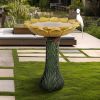 24.4-in Outdoor Sunflower Bird Bath - Fibre Reinforced Concrete Large Bird Bath Stylish with Modern Pedestal for Garden, Patio, Lawn, Backyard