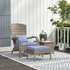 Resin Adirondack Lounger with Ottoman: Comfort Design, Detachable Cushions, & Broad Armrests for Outdoor Relaxation|