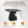 Modern 44" Rounded Square Outdoor Pedestal Dining Table, Black Sintered Stone Top, Flared Pyramid Aluminum Pedestal Base, Weather-Resistant, Rust-Free