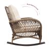 3Pcs Outdoor Patio Wicker Rocking Porch Chair with Waterproof Cushions,Khaki