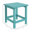Patio Side Table, 15" Square Outdoor End Table, HDPE Plastic Tea Table for Adirondack Chair, Backyard or Lawn, Green