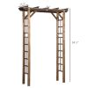 7' Wooden Steel Garden Arbor with Fir Wood & Side Panel for Wedding & Ceremony, Outdoor Garden Arched Trellis for Climbing Vines, Carbonized