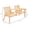 Outsunny Garden Loveseat with Umbrella Hole Middle Table Natural Wood Tone