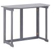 Balcony Table Grey Solid Acacia Wood 35.4 x 19.7 x 29.1 in
