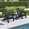 Patio 3 Pcs Foldable Adirondack Chair Set,2 Adirondack Plastic Chairs with Cup Holder and Table,3PCS Adirondack Chair Set, Black