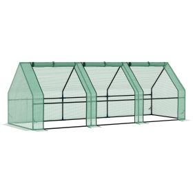 Portable Greenhouse 9'L X 3'W X 3'H Large Zipper Doors UV Resistant PE Cover Green Mini Outdoor Plant House
