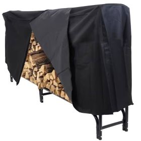 Indoor/Outdoor Black Metal Firewood Rack with Cover (size: 8-Ft)