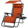 Zero Gravity Folding Reclining Patio Lounge Chair with Canopy Sun Shade