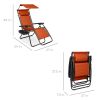 Zero Gravity Folding Reclining Patio Lounge Chair with Canopy Sun Shade