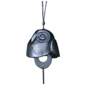 Japanese Cast Iron Wind Chimes Outdoor Hanging Decorations Vintage Owl Summer Camping Canopy Bells (Color: Black)