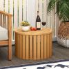 2-in-1 Outdoor Side Table with Storage Acacia Wood Slatted Coffee Table Square/Round Slatted End Storage Box