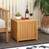 2-in-1 Outdoor Side Table with Storage Acacia Wood Slatted Coffee Table Square/Round Slatted End Storage Box