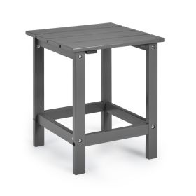 15 Inch Patio Square Wooden Slat End Side Coffee Table for Garden (Select: 15 Inch, Color: Gray)