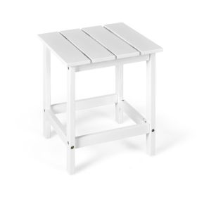 15 Inch Patio Square Wooden Slat End Side Coffee Table for Garden (Select: 15 Inch, Color: White)