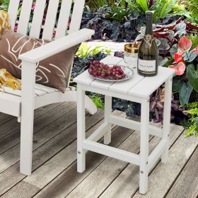 14 Inch Square Weather-Resistant Adirondack Side Table (Color: White)