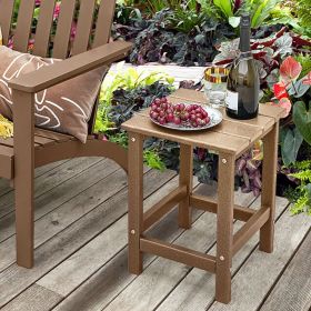 14 Inch Square Weather-Resistant Adirondack Side Table (Color: Brown)