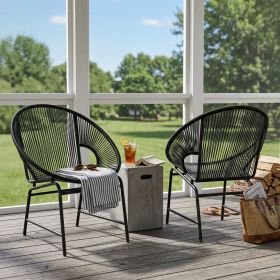 OUTDOOR PATIO WICKER CHAIR,  SET OF 2 (Color: Black)