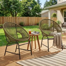 OUTDOOR PATIO WICKER CHAIR,  SET OF 2 (Color: Green)