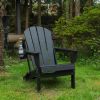 Adirondack Chair, Outdoor Chair, Folding Chair&nbsp;with Dual Cup Holder, HDPE Composite Folding Design and Wood Texture for Patio, Garden, Deck