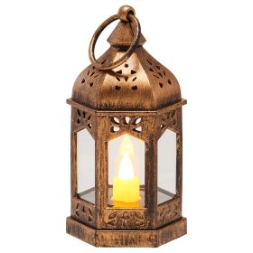 12 Pcs Decorative Candle Lantern, LED Electric Flameless Candle, Plastic LED Holder with Glass (Quantity: 12 Pieces, Color: Bronze)