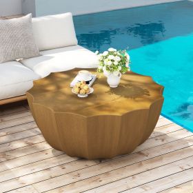 35.43" Modern Outdoor and Indoor Waterproof Coffee Table, Durable MgO Cement Design, Suitable for Terraces, Gardens (Color: as Pic)