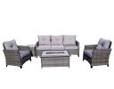 Direct Wicker Gray Wicker Sofa Set Outdoor Furniture Conversation Set with Firepit Table