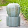 19.5x19.5x32.5" Heavy Outdoor Cement Fountain, Cute Unique Urn Design Water feature For Home Garden, Lawn, Deck & Patio