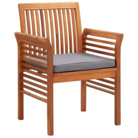 Garden Dining Chair Set of 4 Natural wood (Color: Dark Grey)
