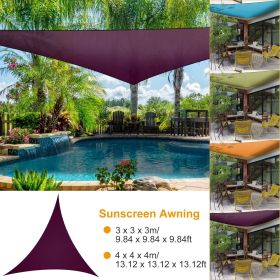9.84ft Shade Sail Patio Cover Shade Canopy Camping Sail Awning Sail Sunscreen Shelter Triangle Cover (Color: PURPLE)