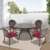 (Cushions In Random Colors)5-Piece Set Of Cast Aluminum Patio Furniture With Cushions