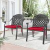 Cast Aluminum Patio Dining Chair 2PCS With Black Frame and Cushions In Random Colors