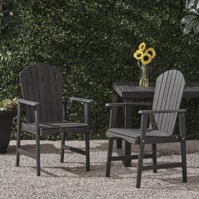 Outdoor Weather Resistant Acacia Wood Adirondack Dining Chairs (Set of 2) (Color: Dark Gray)