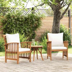 Patio Chairs with Cushions 2 pcs Solid Acacia Wood (Color: Brown)