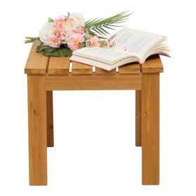 Wooden Square Side End Table Patio Coffee Bistro Table Indoor Outdoor Natural (Color: Natural)