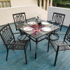 MEOOEM Patio Dining Set  Bistro Set Outdoor Furniture Square Bistro Metal Table Side Table and Metal Stackable Chairs, Black
