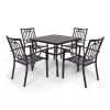 MEOOEM Patio Dining Set  Bistro Set Outdoor Furniture Square Bistro Metal Table Side Table and Metal Stackable Chairs, Black