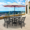 MEOOEM Patio Dining Set  Bistro Set Outdoor Furniture Square Bistro Metal Table Side Table and Metal Stackable Chairs, Black