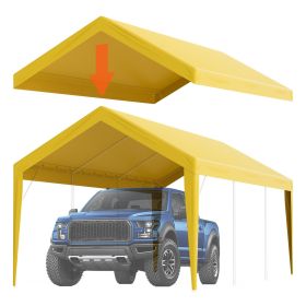 VEVOR Carport Replacement Canopy Cover 10 x 20 ft, Garage Top Tent Shelter Tarp Heavy-Duty Waterproof & UV Protected (Color: Beige, Model Type: Top Tarpaulin with Edges)